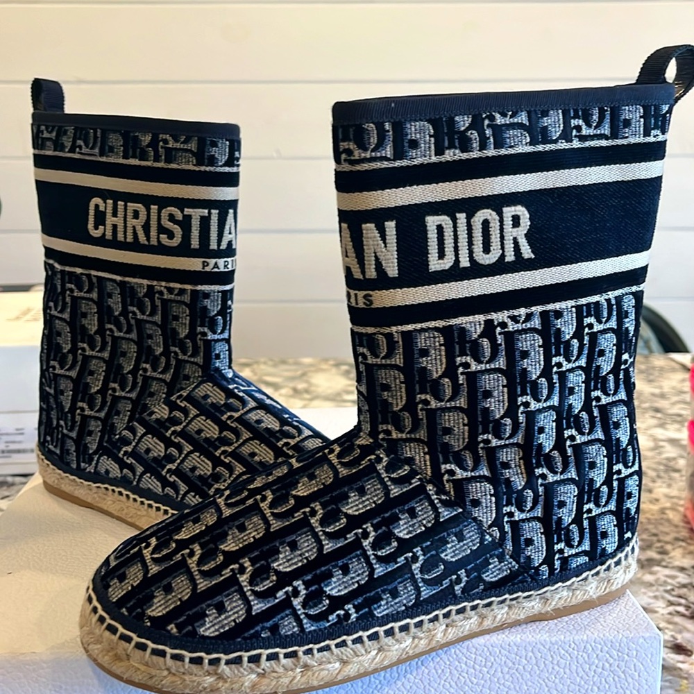 Dior Granville Velvet Oblique in Deep Blue Espadrille Boots